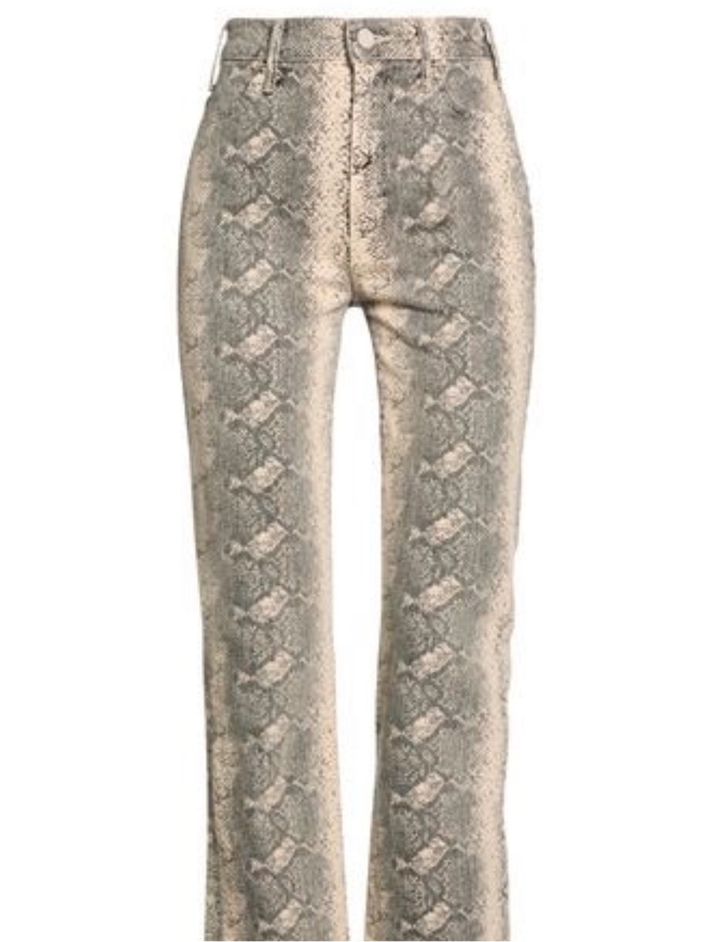 MOTHER Snake-Print Flare Jeans in Beige and Gray